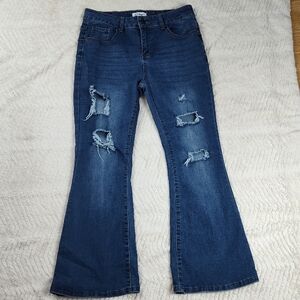 Blue Savvy Women's Denim Blue Jeans Size 30 Bootcut Distressed